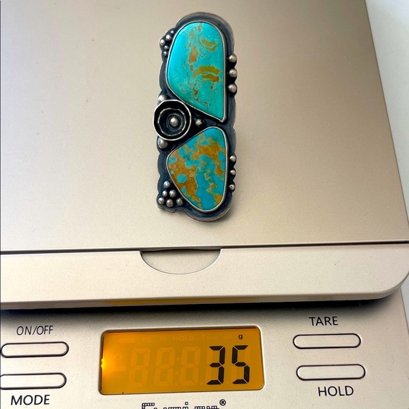 Mercury Orchard  vintage one of a kind Turquoise Silver Statement Ring - Picture 7 of 11